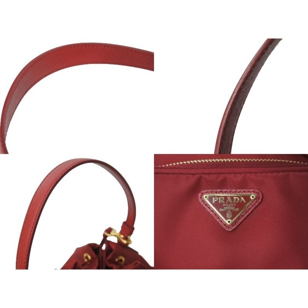 PRADA handbag triangle logo red drawstring closure - Picture 7 of 9